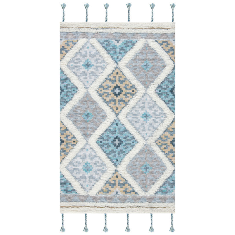 Tapis bleu en laine Joppatowne, Rectangle 3 pi x 5 pi