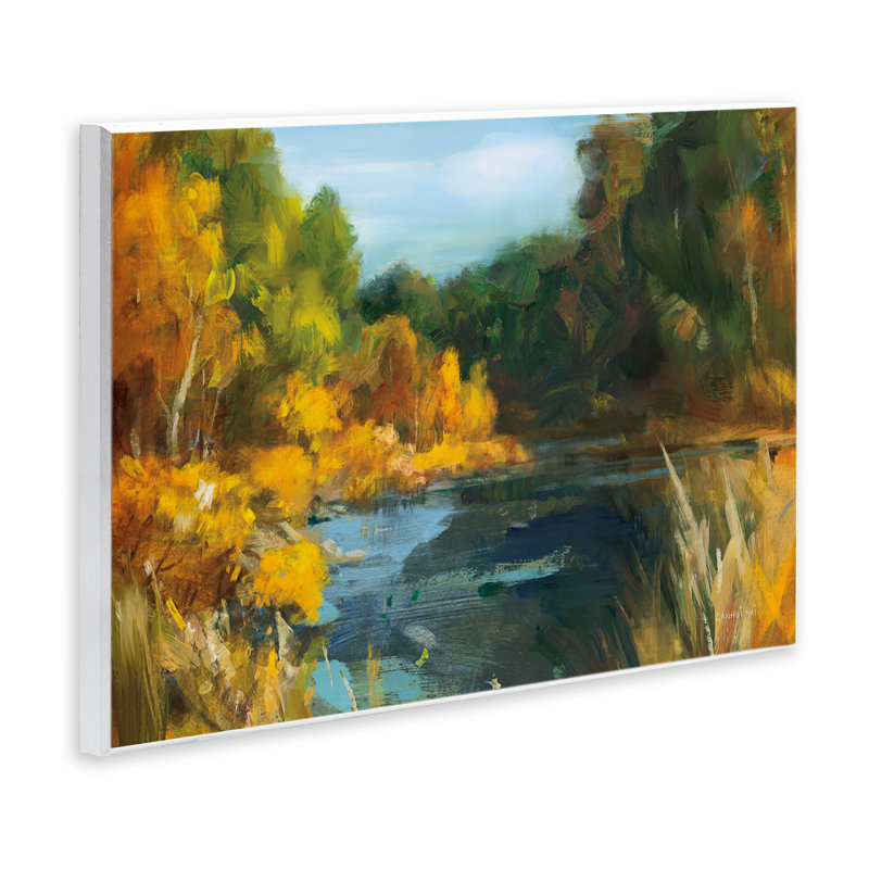 Plaque murale abstraite Autumn River Bend, design par Danhui Nai, 13 x 19