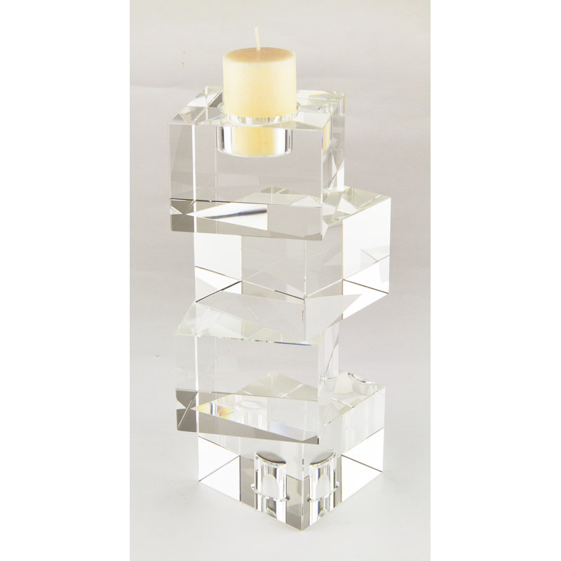 Porte-votive en cristal stacked cubes, H 9,25 po x l 4,5 po x P 4,5 po