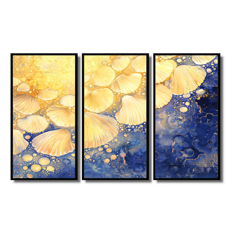 Ensemble de décoration murale Ethereal Cascade Of Seashells II - Coquillages, H 40 po x l 60 po, Noir
