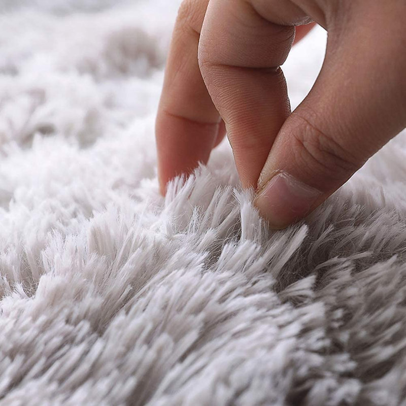 Extra-Large Luxury Soft Tie-Dye Shag Area Rug, Gray, Rectangle 10' x 14'