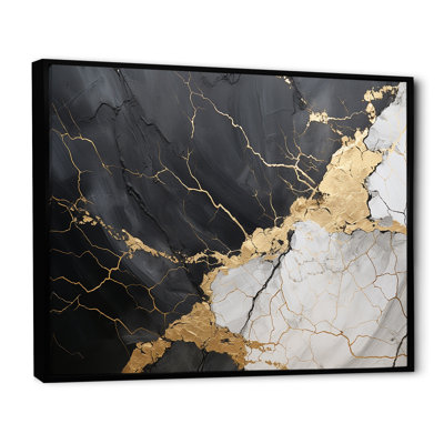 Art sur toile en forme de spirales abstraites or noir noir III