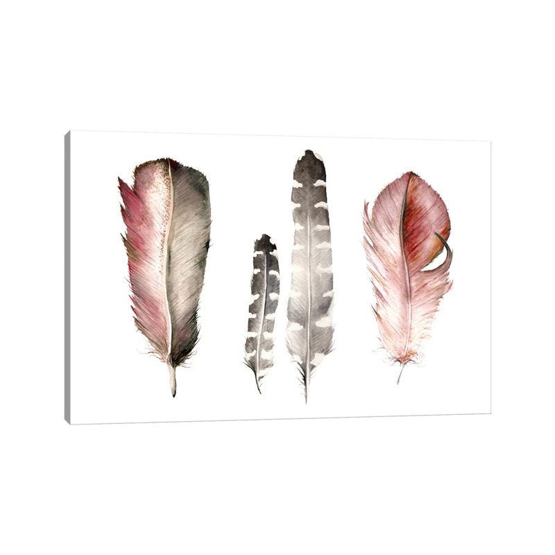 Feathers I by Wandering Laur - Wrapped Canvas Painting, 20.32 cm H x 30.48 cm W
