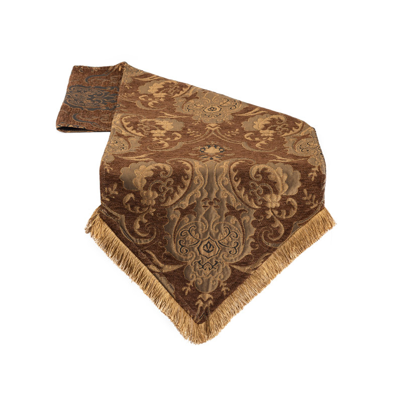 Elva Polyester Rectangle Table Runner, 108" L x 13" W, Brown