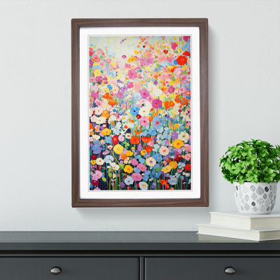 Floral Colour Field - Single Picture Frame Print on Wood