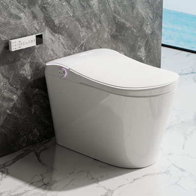 Elongated Intelligent Toilet With Instant Heating, Self-Cleaning Nozzle & LED Display