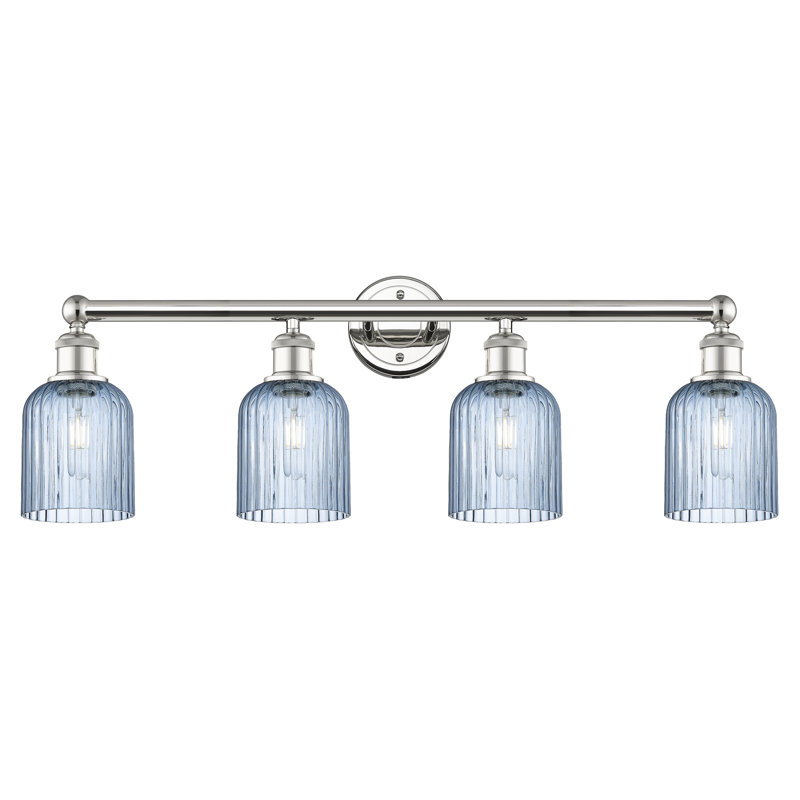 Fiennes 4 - Light Dimmable Vanity Light, Polished Nickel, Blue