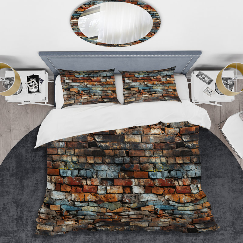 Ensemble de housse de couette Vintage Industrial Charisma - Brick, Housse de couette simple + 1 taie décorative stan