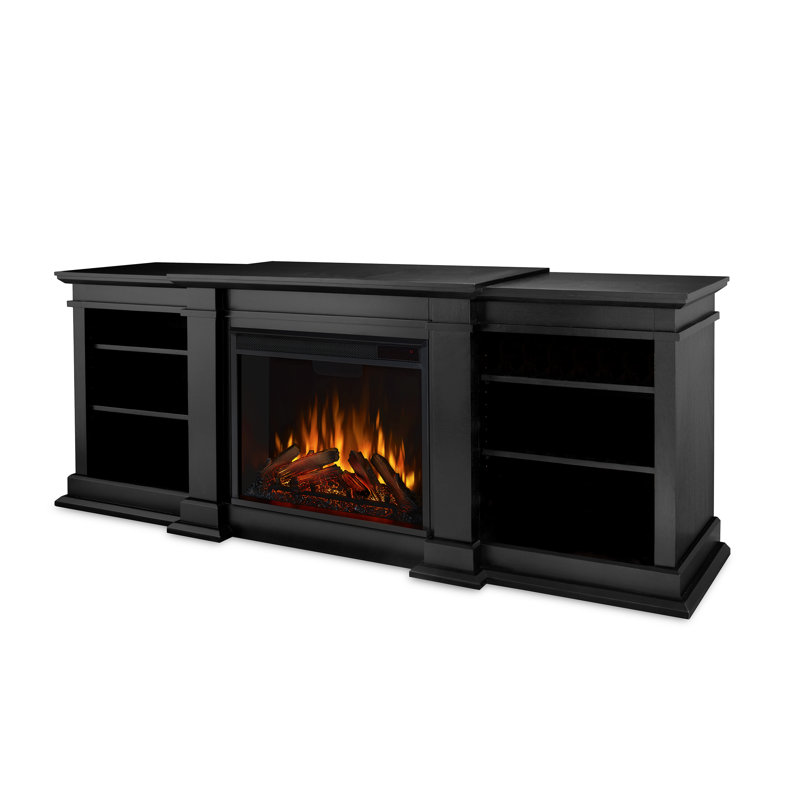 Fresno 72" TV Stand with Electric Fireplace, Black