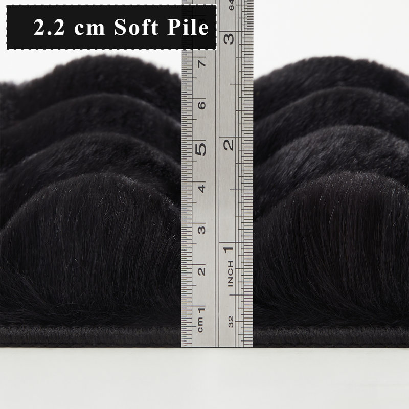 Modern 3D Bubble Texture Faux Fur Rug, 80 cm x 150 cm, Black