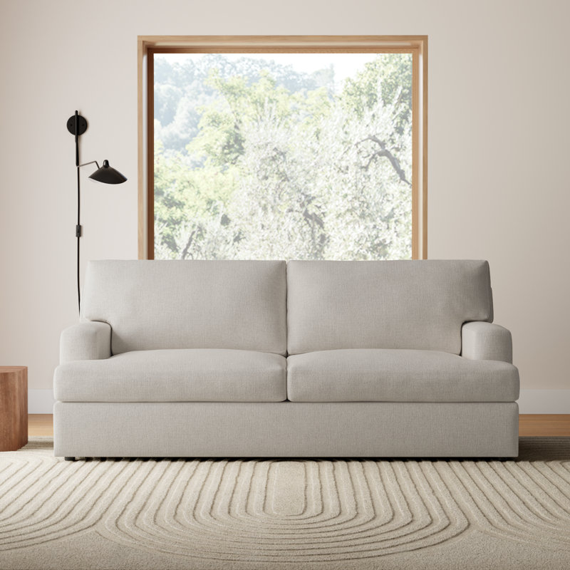 Cleo 84" Upholstered Custom Sleeper Sofa, Turbo Ash Basketweave