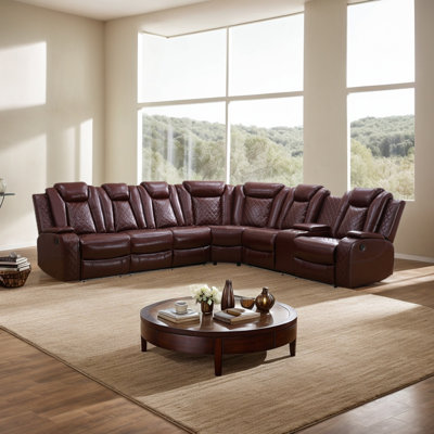 Canapé modulaire en cuir 210 po - Inclinaison double, fonctions intelligentes et conception ultra-confortable