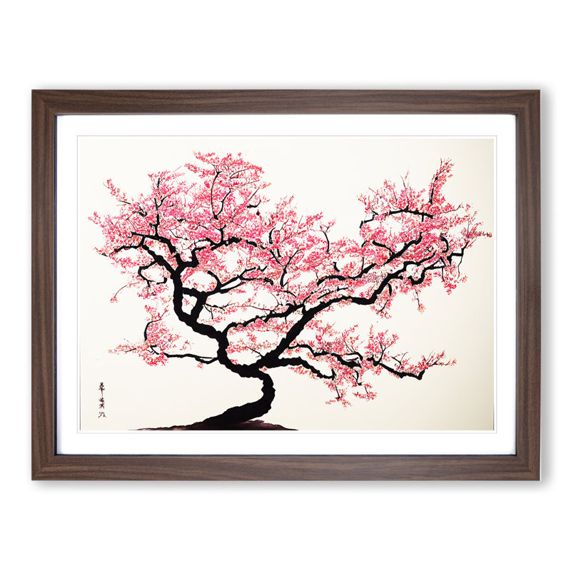 Adorable Cherry Blossom Tree - Single Picture Frame Print, 46cm H x 64cm W x 2cm D, Walnut