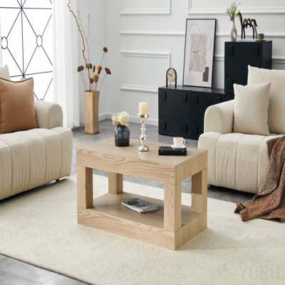 2-Tier Rectangle Coffee Table - Open Storage, MDF - Modern