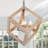 Turman 4-Light Natural Wood Lantern Square Pendant Chandelier with Adjustable Chain for Dry Indoor