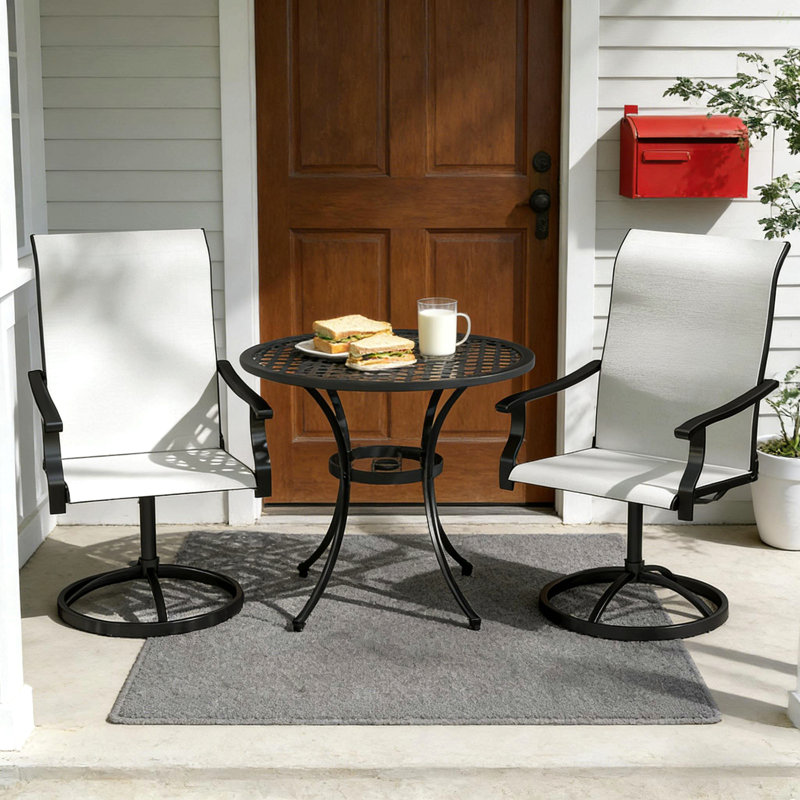 Ensemble de 2 chaises d'extérieur, chaises pivotantes, Crème