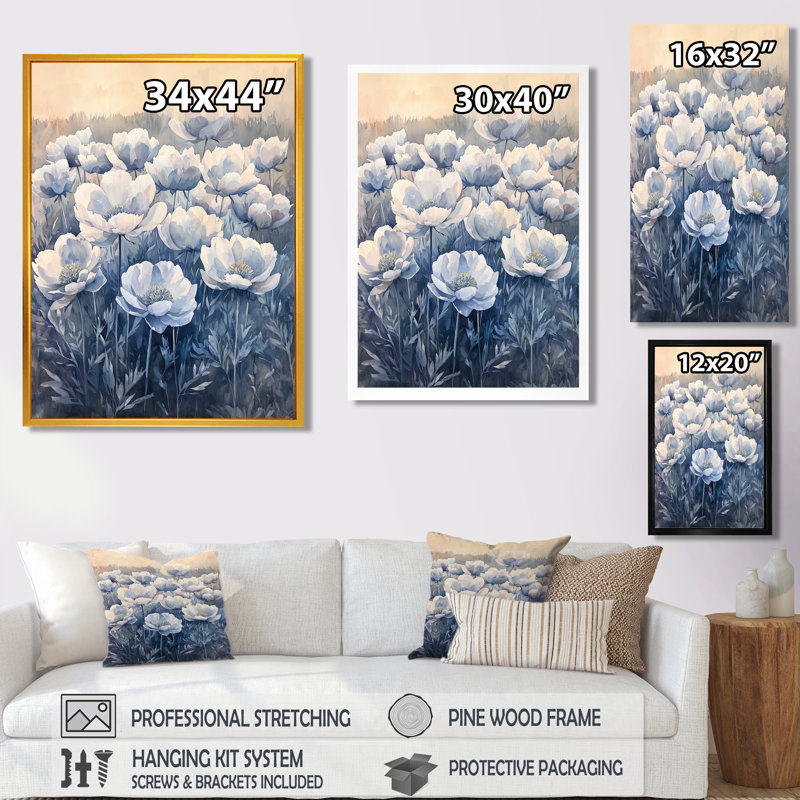 Keppler - Floral Canvas Prints, Noir, noir, noir, noir, Reproduction encadrée sans passe-partout, H 20 po x l 12 po