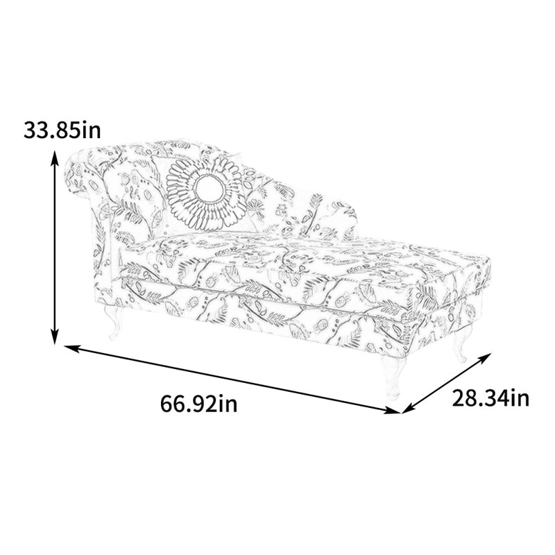 Chaise longue rembourrée Teryl, Accoudoir à gauche (vu de face)