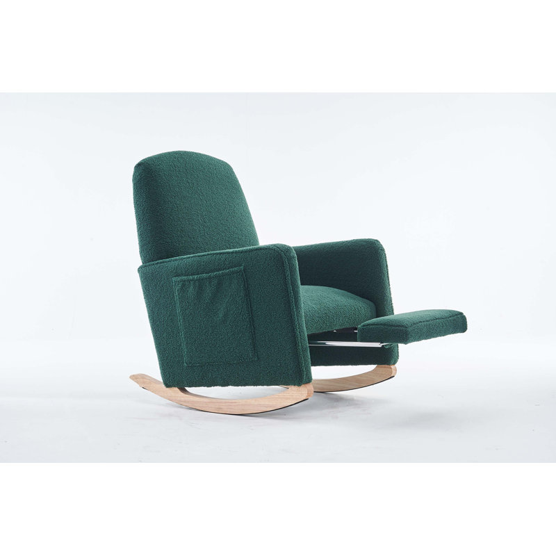 Chaise berçante en tissu avec repose-pieds réglable, Vert
