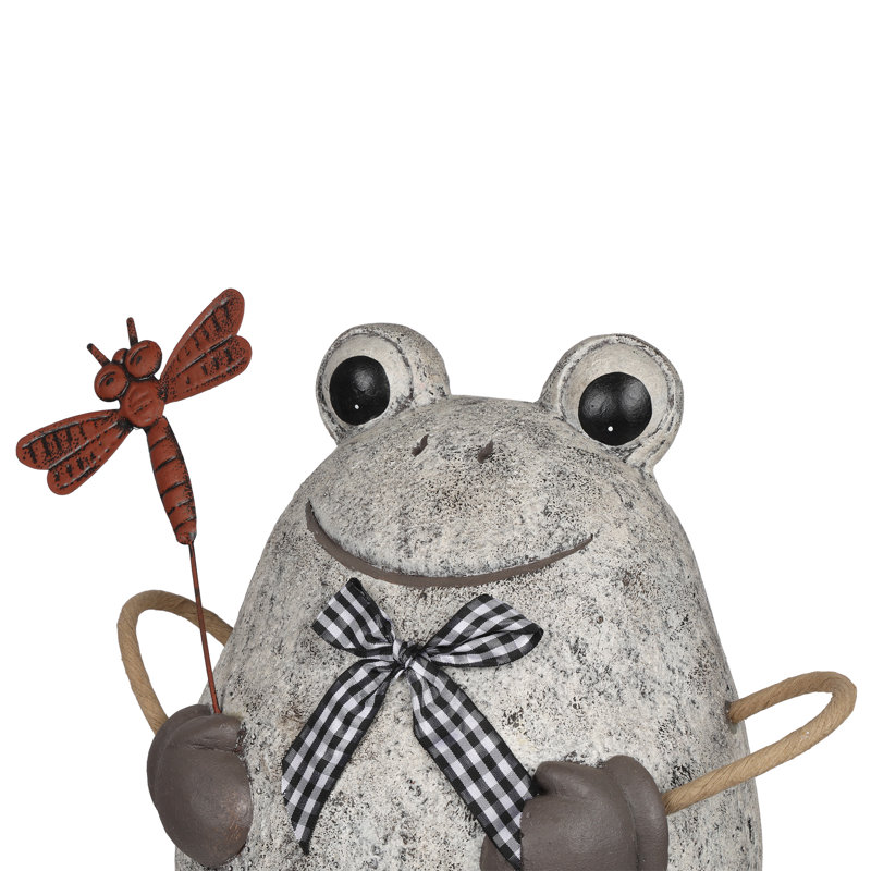 24"H Frog with Dragonfly Garden Statue