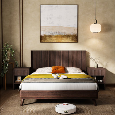 Queen Size Walnut Headboard, Modern Design With 3D Fluted Panel And Real Wood Appearance, Easy To Put Together Headboard Of Wood, Wingback Wall - Mounted Panel, For A Bedroom, Simple Up
