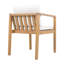 Ensemble de 4 chaises de salle à manger de patio modernes, coussins beige en bois d'acacia
