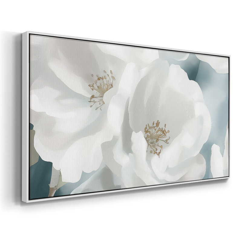 Botanical Series-CCSCXXVVI - Toile tendue avec châssis encadré - Prêt à être accroché, H 17 po x l 33 po, Blanc