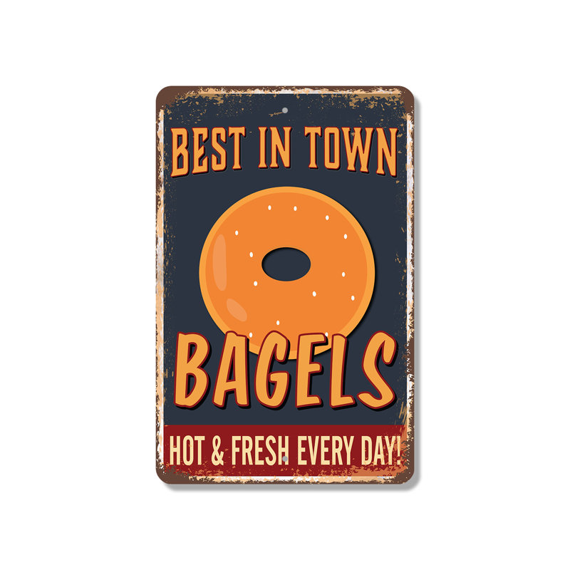 Enseigne en plastique Best In Town Bagels 13 po x 20 po, H 13 po x l 20 po x P 0,1 po