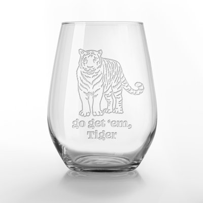 Go Get Em Tiger 15 oz. Verre à vin gravé sans pied