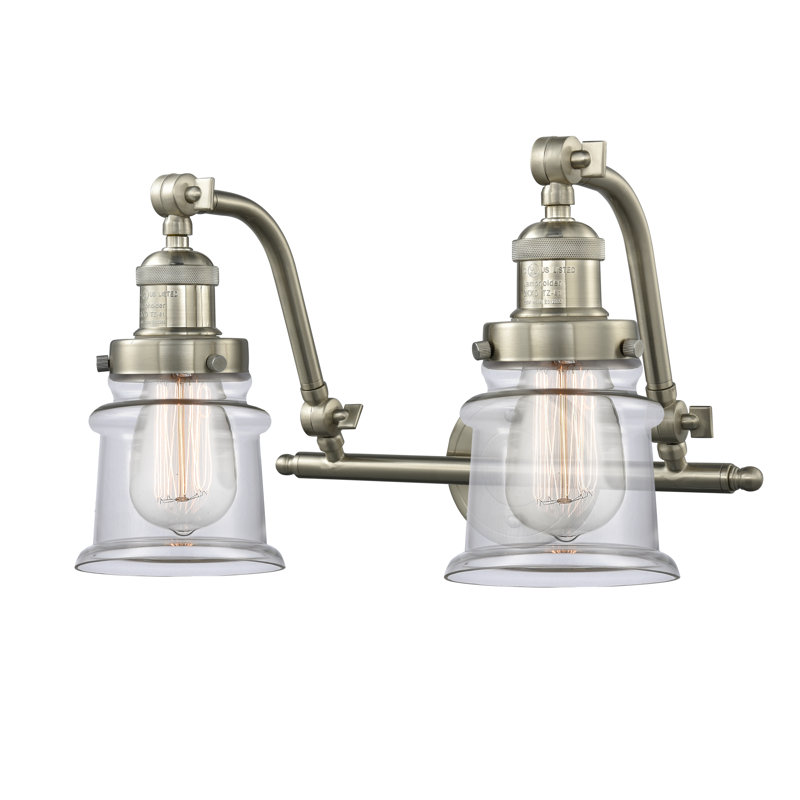 Éclairage pour salle de bain 2 lumières Alexandira, Nickel satiné brossé, Transparent