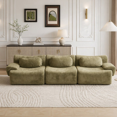 Compression Wave Sofa, Convertible Floor Sofa Bed, DIY Boneless Modular Sectional Sofa, No Assembly Required, Faux Rabbit Velvet Fabric
