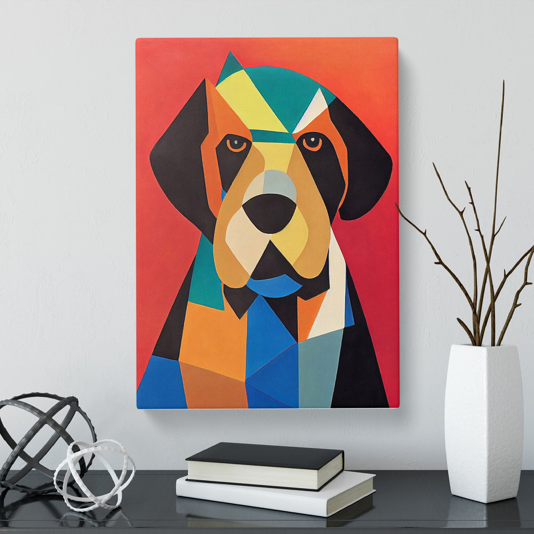 Basset Hound Cubism - Wrapped Canvas