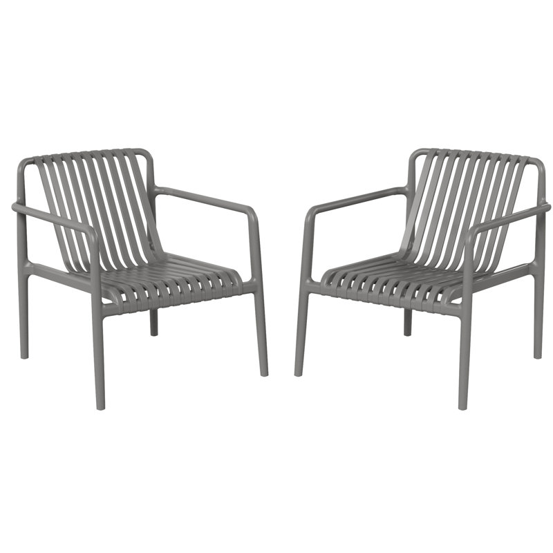 Fauteuil club de patio empilable (ensemble de 2), Gris