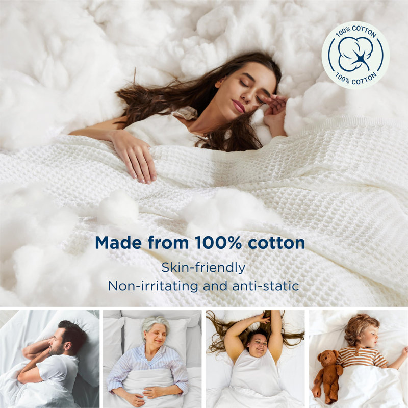 White Cotton Twin XL Waffle Weave Blanket