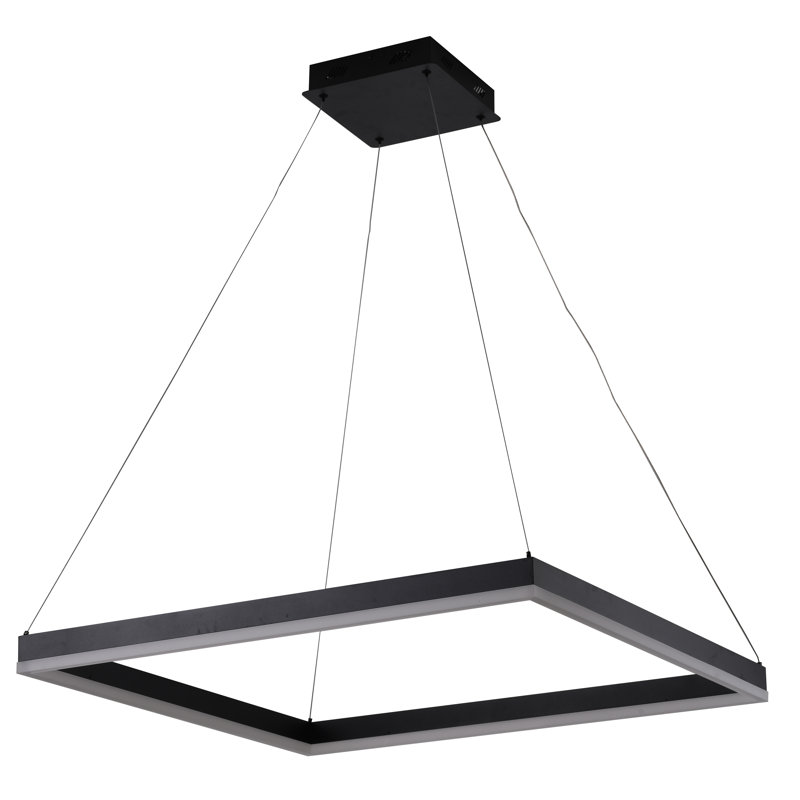 4-Light Matte Black Dimmable LED Chandelier With Acrylic Diffusers