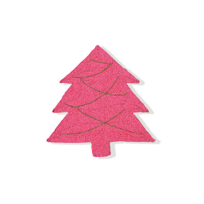 Pink Christmas Tree Beaded Placemat