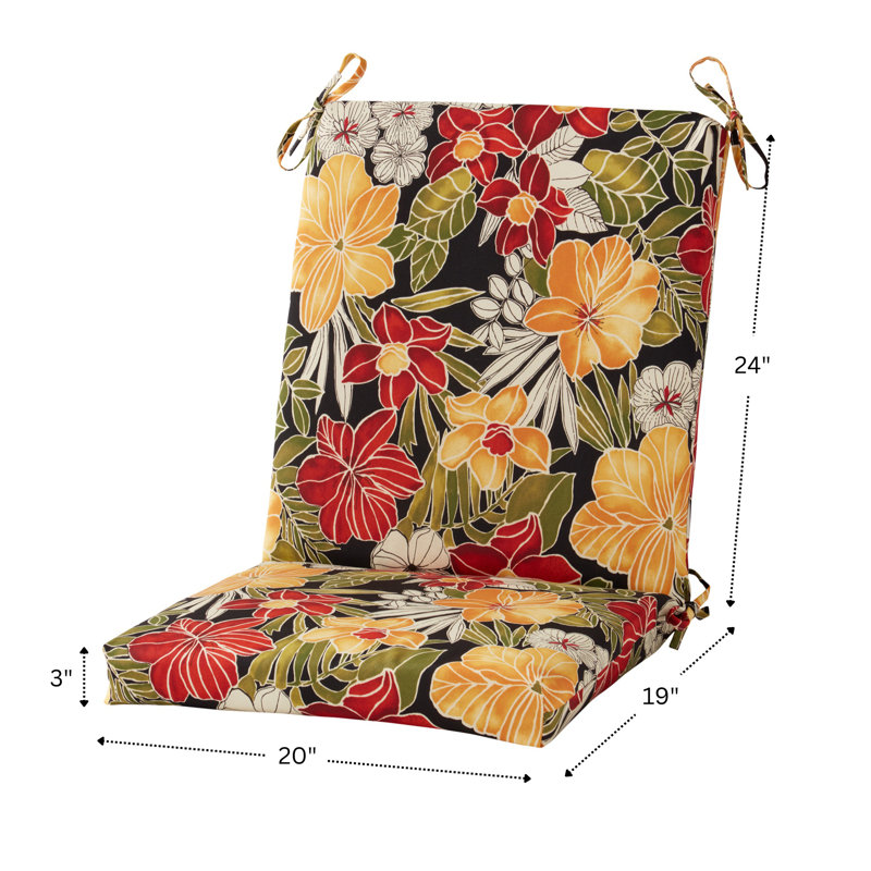 High Back Dining Chair Pad, Aloha Black