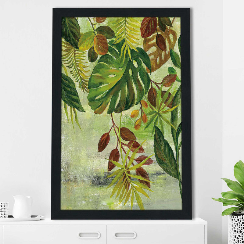 «Tropical Greenery II» par Silvia Vassileva - Peinture, Cadre espresso, H 49,5 po x l 33,5 po x P 1 po