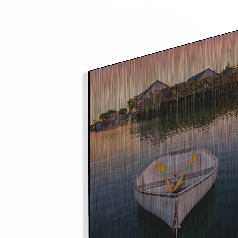 Mur de métal «Dory In Bernard Harbor» par Rick Berk, H 16 po x l 12 po
