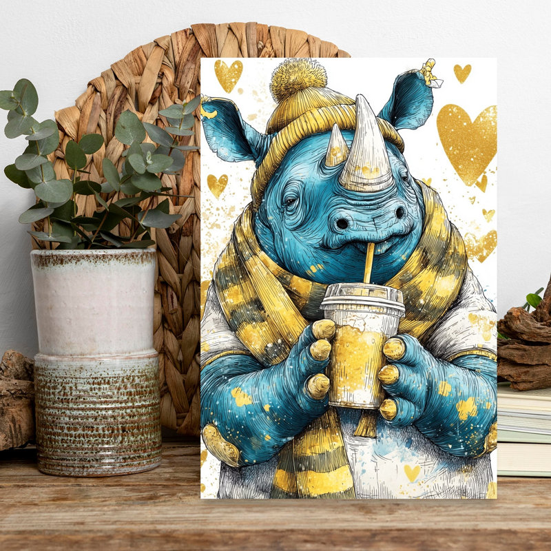 Cozy Blue Rhino, 18" H x 12" W