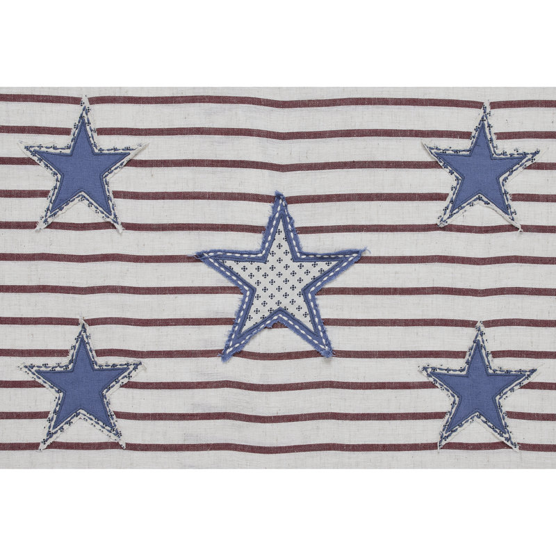 Patriotic Red Cream Blue Cotton Blend Throw Pillow