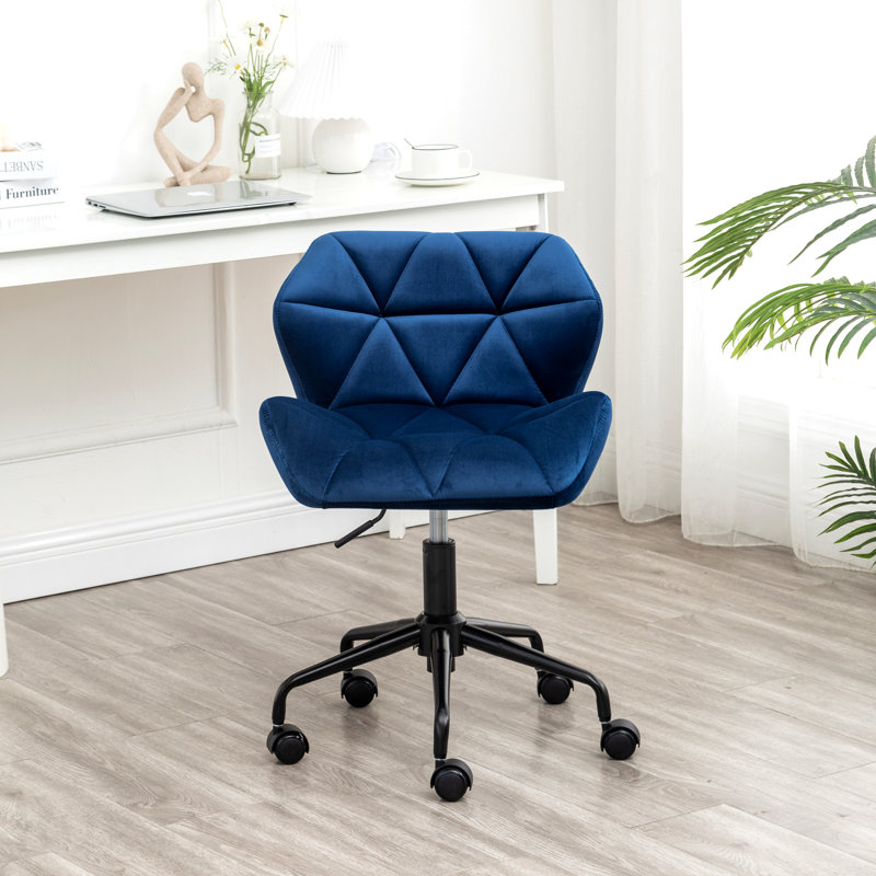 Blue Diamond Tufted Adjustable Swivel Office Chair, Blue