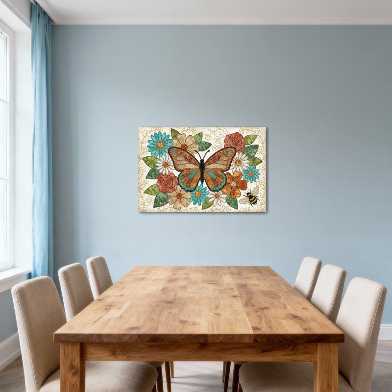 Animaux, animaux, papillon, abeille, reproduction d'art, H 16 po x l 24 po