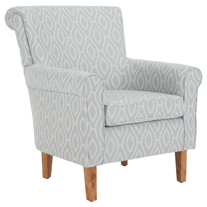 Hazina Club Chair, Light Blue Linen Blend Ikat