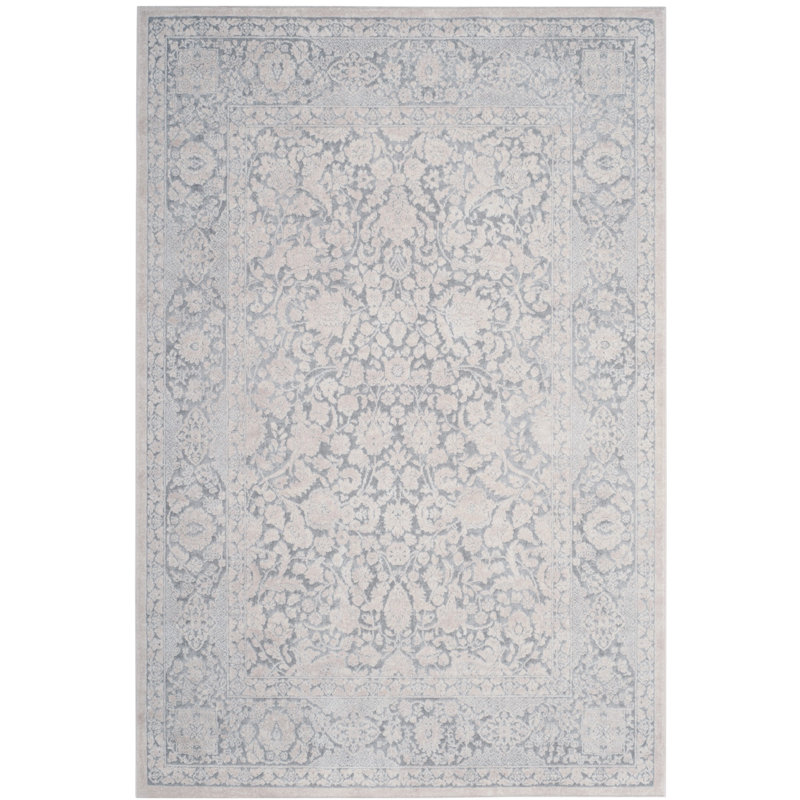 Calidia Floral Light Gray/Cream Area Rug
