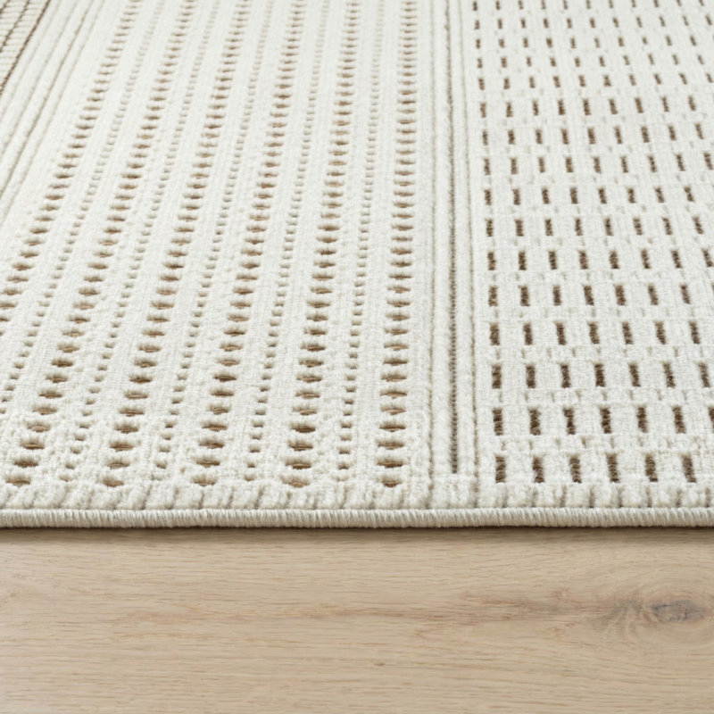 Tapis d'extérieur à motif géométrique beige et brun 3 pi x 5 pi
