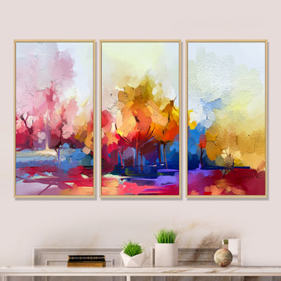 Colorful Abstract Landscape I - Ensemble de 3 reproductions sur toile