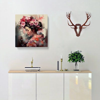 Geisha Floral Art - Wrapped Canvas