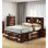 Lit de style contemporain grand lit avec pieds et tiroirs avec tête de lit et bibliothèque couleur cerise