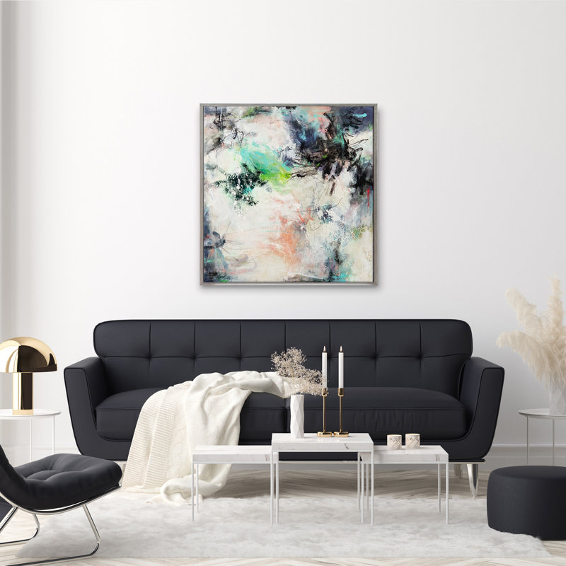 Midnight And Lace Print by Patricia Schwimmer, Silver Framed Canvas, 42" H x 42" W x 2.5" D